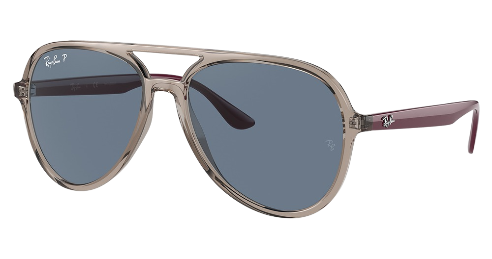 Ray-Ban RB4376F aviator sunglasses in Transparent Grey/Dark Blue Polarized