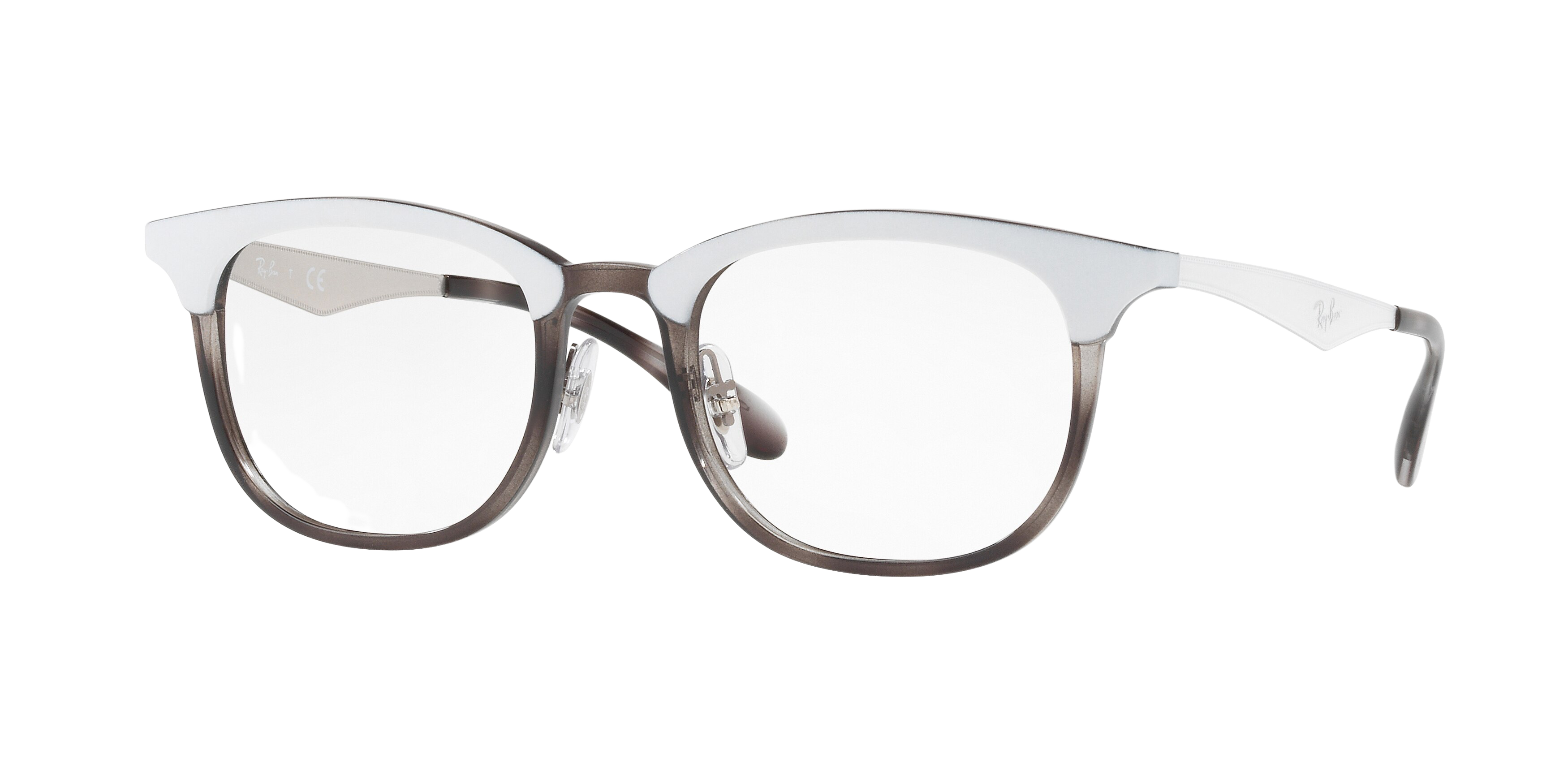 Ray-Ban RX7112 square eyeglasses in Grey Havana Top Mat White