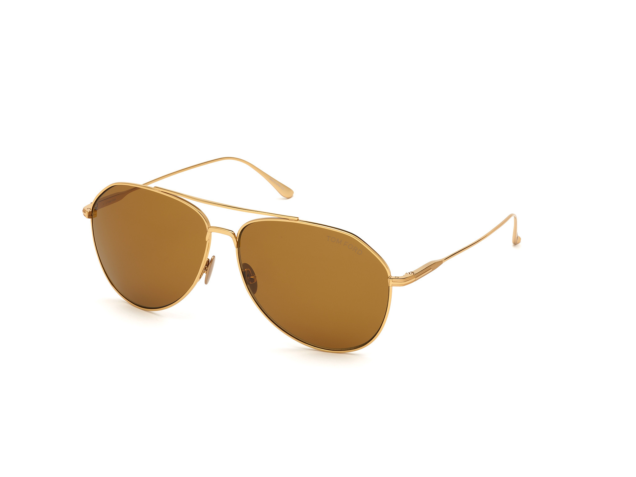 Tom Ford FT0747 Cyrus round sunglasses in Shiny Tf Yellow Gold Titanium