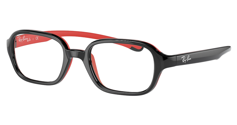 Ray-Ban RY9074VF round eyeglasses in Black on Rubber Red