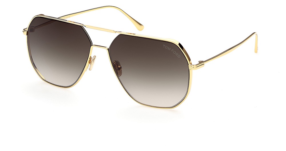Tom Ford FT0852 irregular sunglasses in Shiny Deep Gold/Gradient Smoke