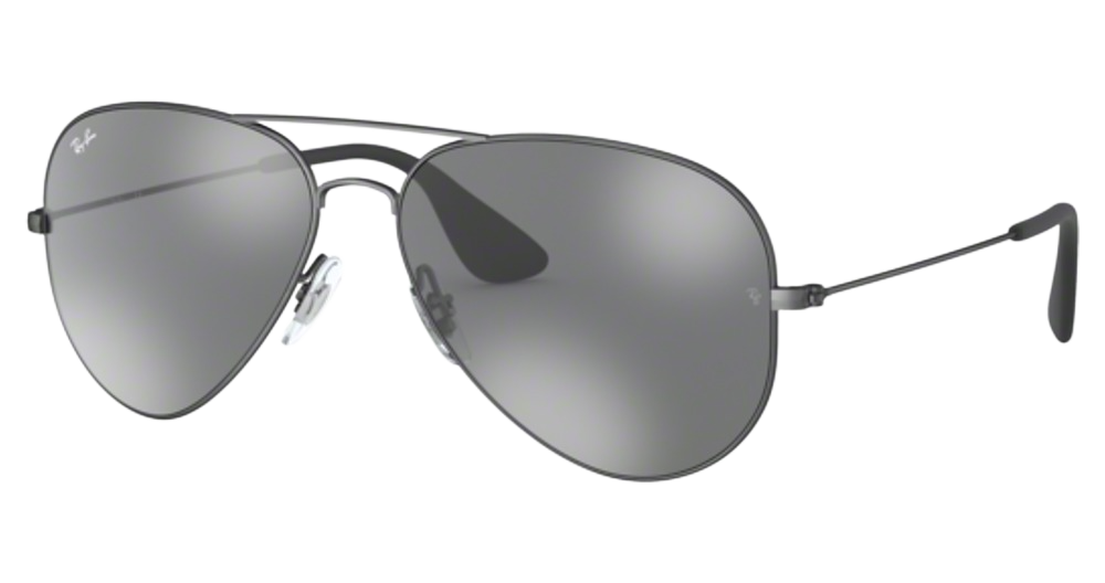 Ray-Ban RB3558 aviator sunglasses in Matte Antique Black/Grey Mirror Silver