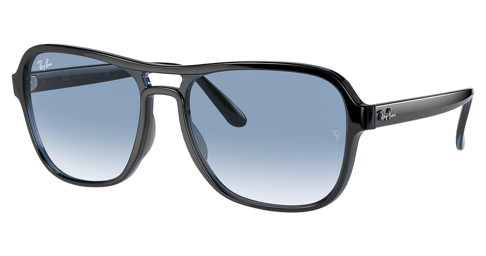 Ray-Ban RB4356 aviator sunglasses in Black Transparent Blue B/Clear Gradient Blue