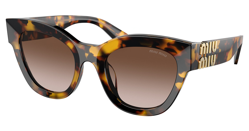 Miu Miu MU 01YSF round sunglasses in Honey Havana/Brown Gradient