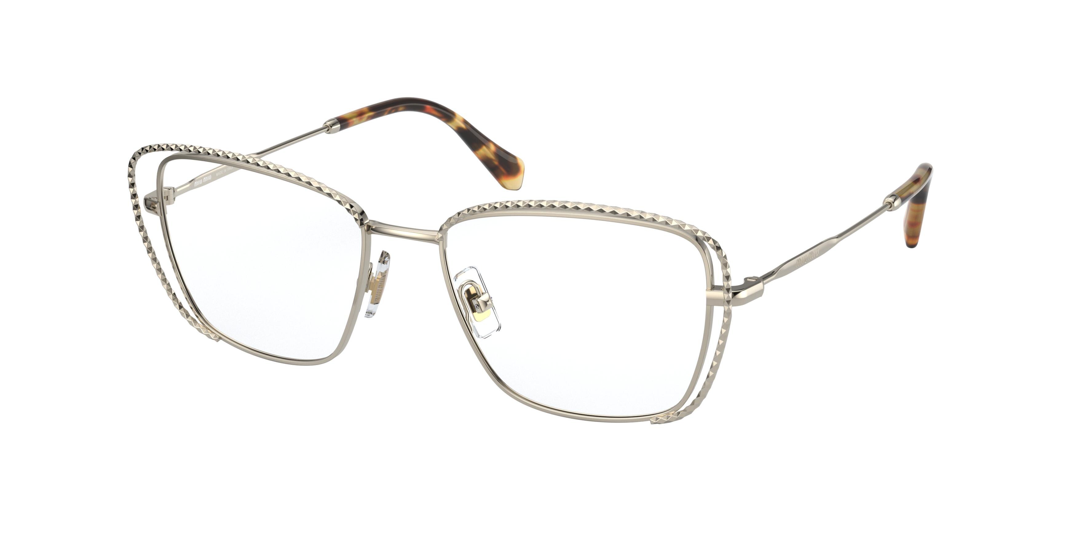 Miu Miu MU 50TV square eyeglasses in Pale Gold
