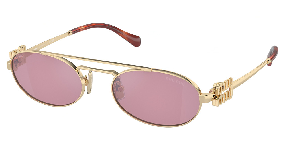 Miu Miu MU 54ZS round sunglasses in Pale Gold/Dark Pink Mirror Silver Int
