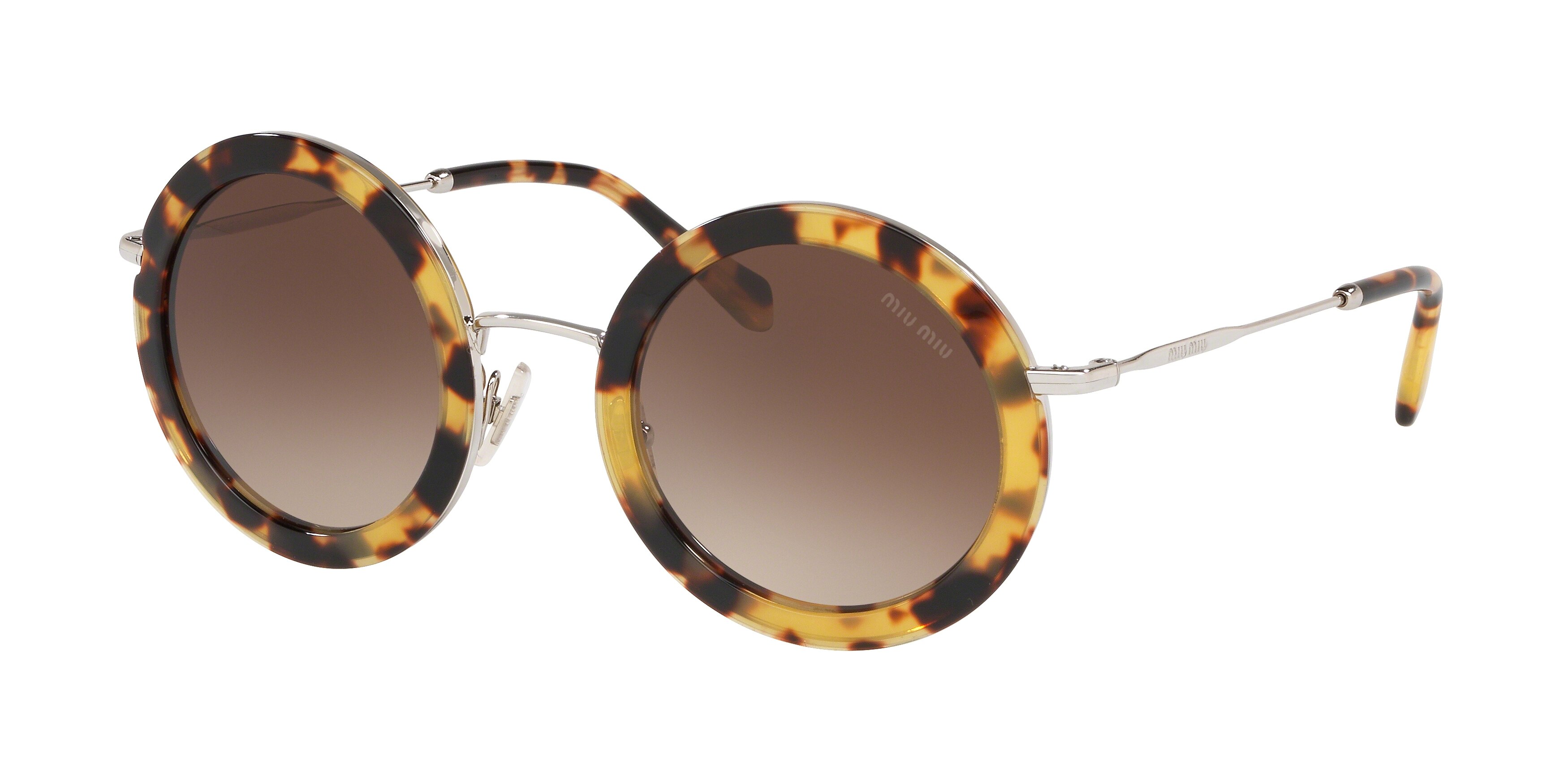 Miu Miu MU 59US round sunglasses in Light Havana