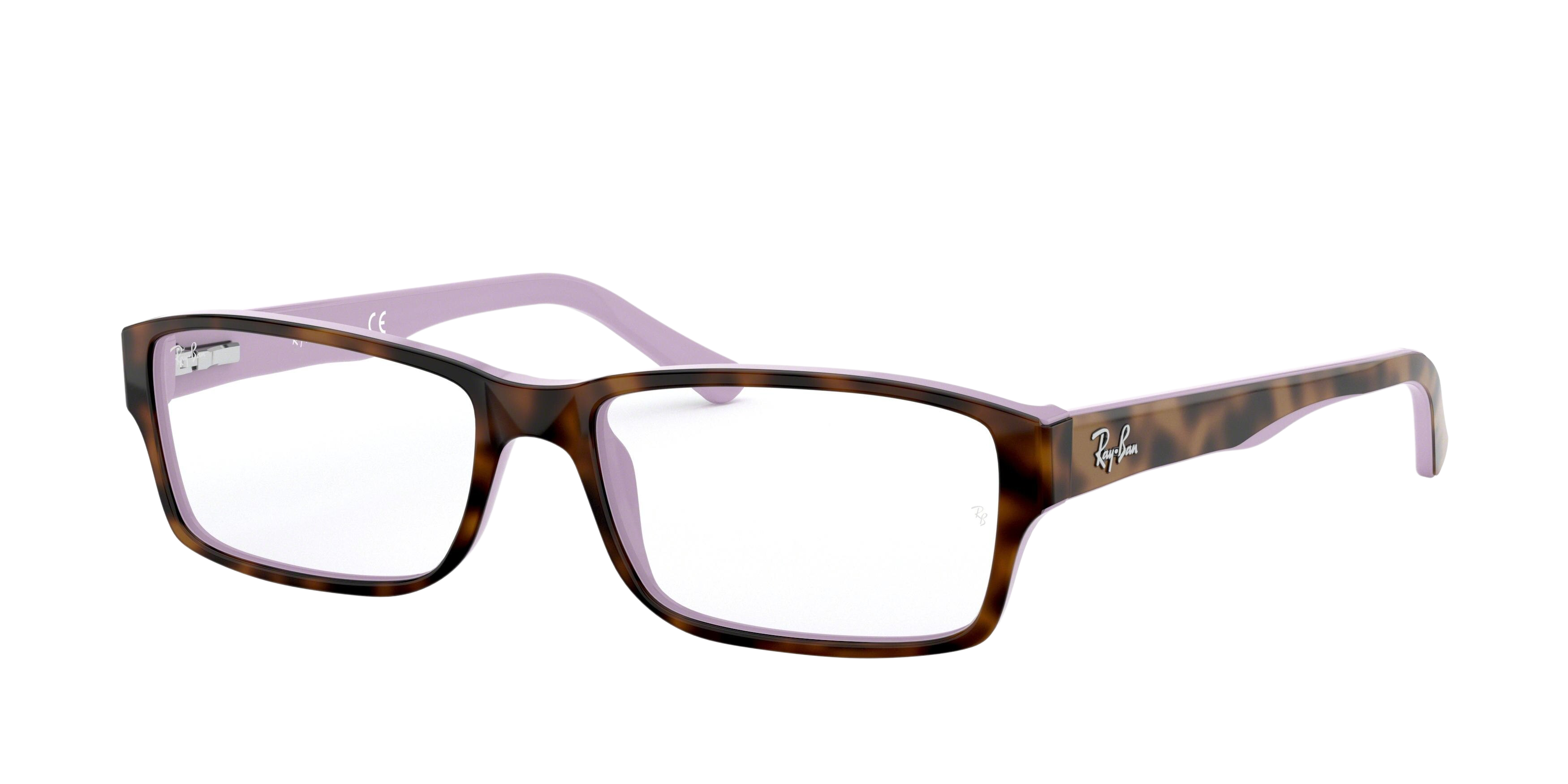 Ray-Ban RX5169 rectangle eyeglasses in Top Havana on Opal Violet