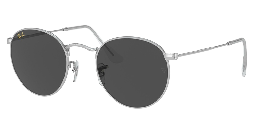 Ray-Ban RB3447 ROUND METAL round sunglasses in Silver/Dark Grey