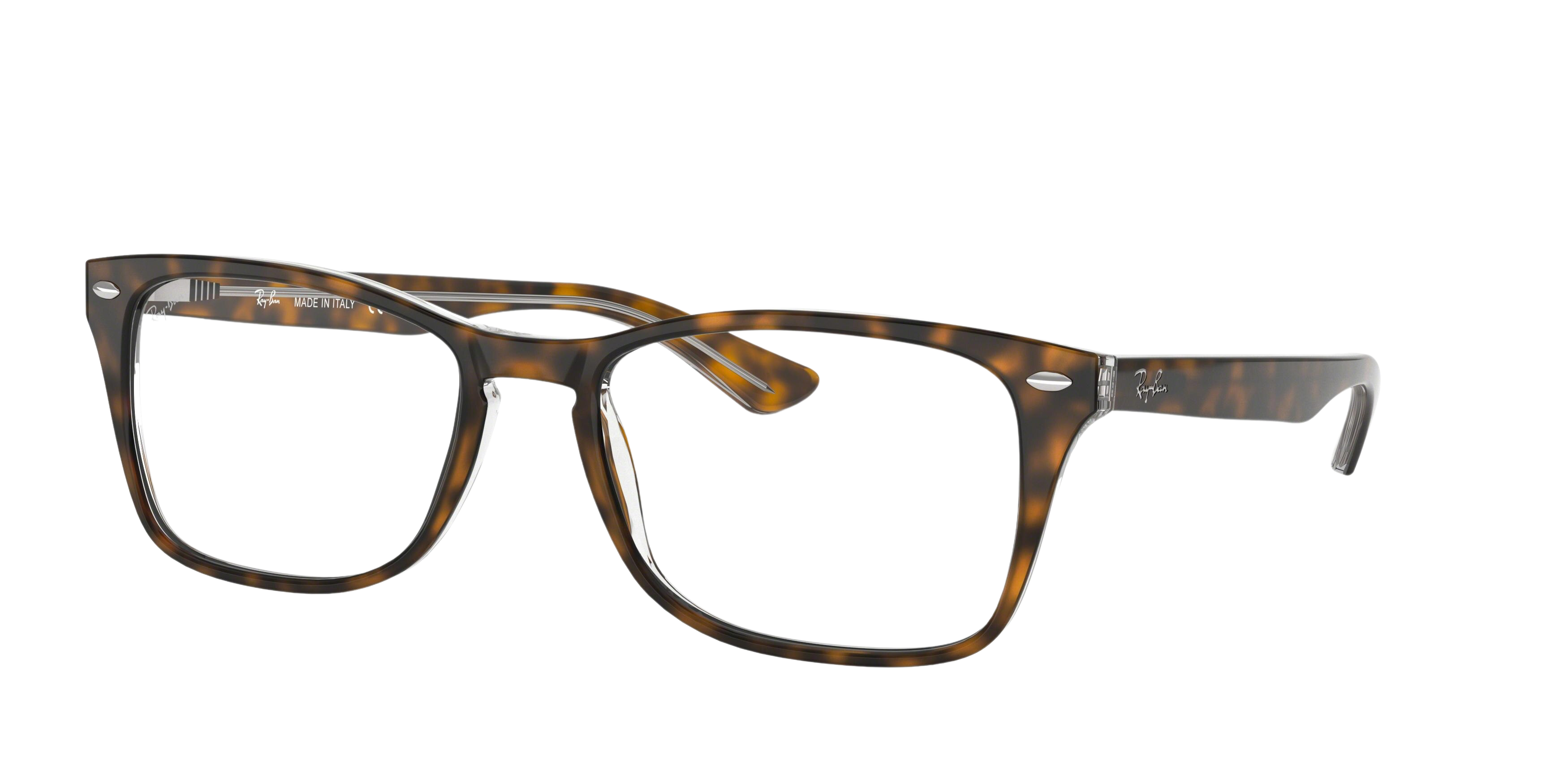 Ray-Ban RX5228MF square eyeglasses in Top Havana on Transparent
