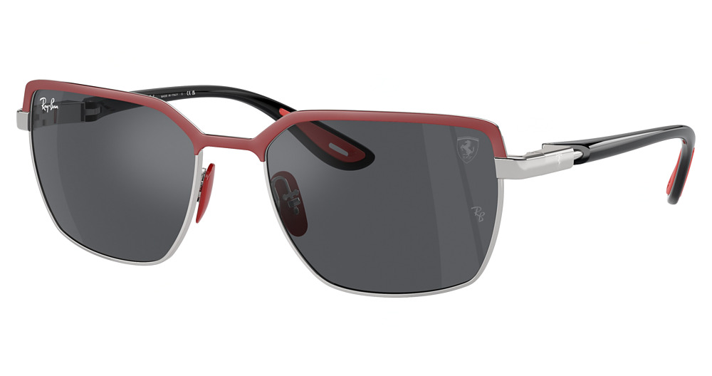 Ray-Ban RB3743M square sunglasses in Matte Red on Gunmetal/Dark Grey