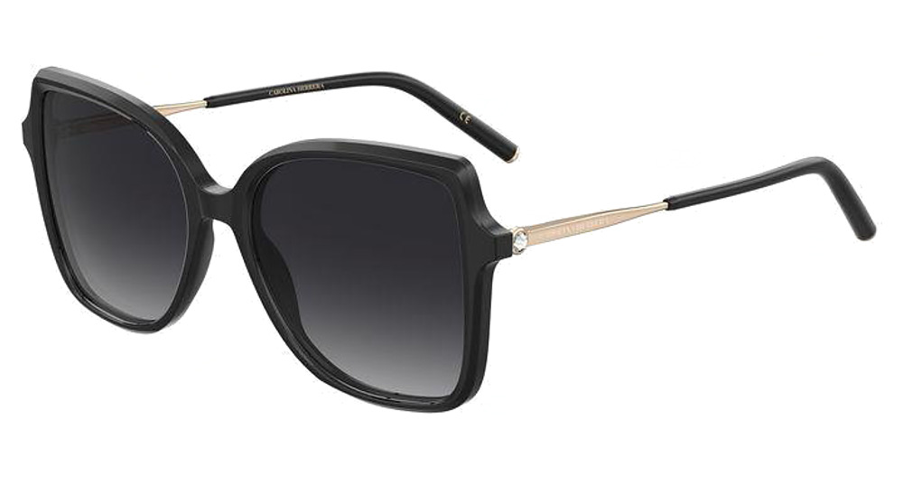 Carolina Herrera HER 0179/S square sunglasses in Black Gold B/Dark Grey Shaded