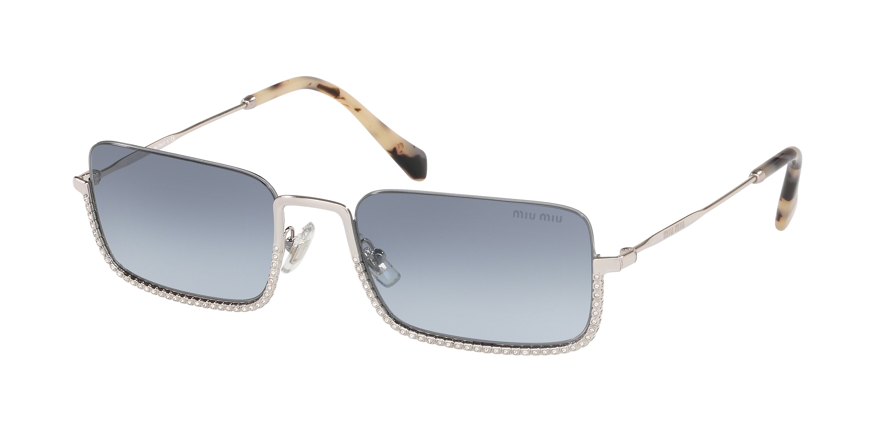 Miu Miu MU 70US rectangle sunglasses in Silver