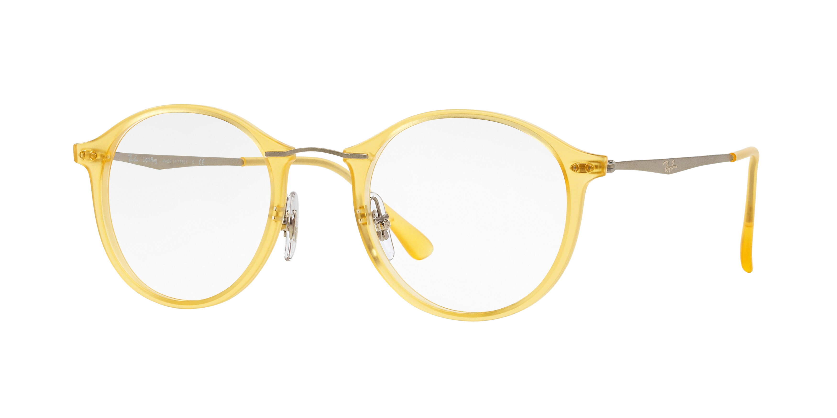 Ray-Ban RX7073 round sunglasses in Matte Yellow