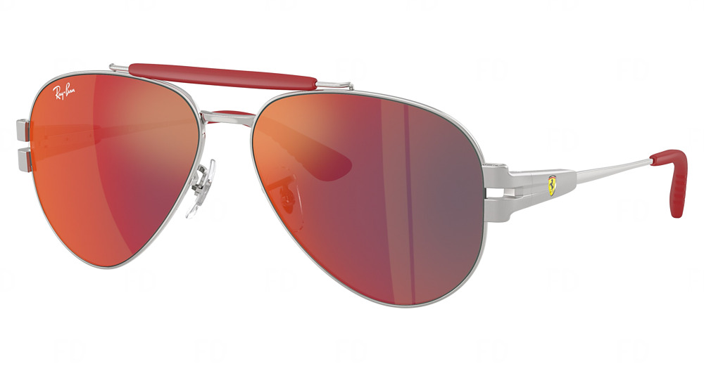 Ray-Ban RB3762M sunglasses in Silver/Dark Grey Mirror Blue/Red