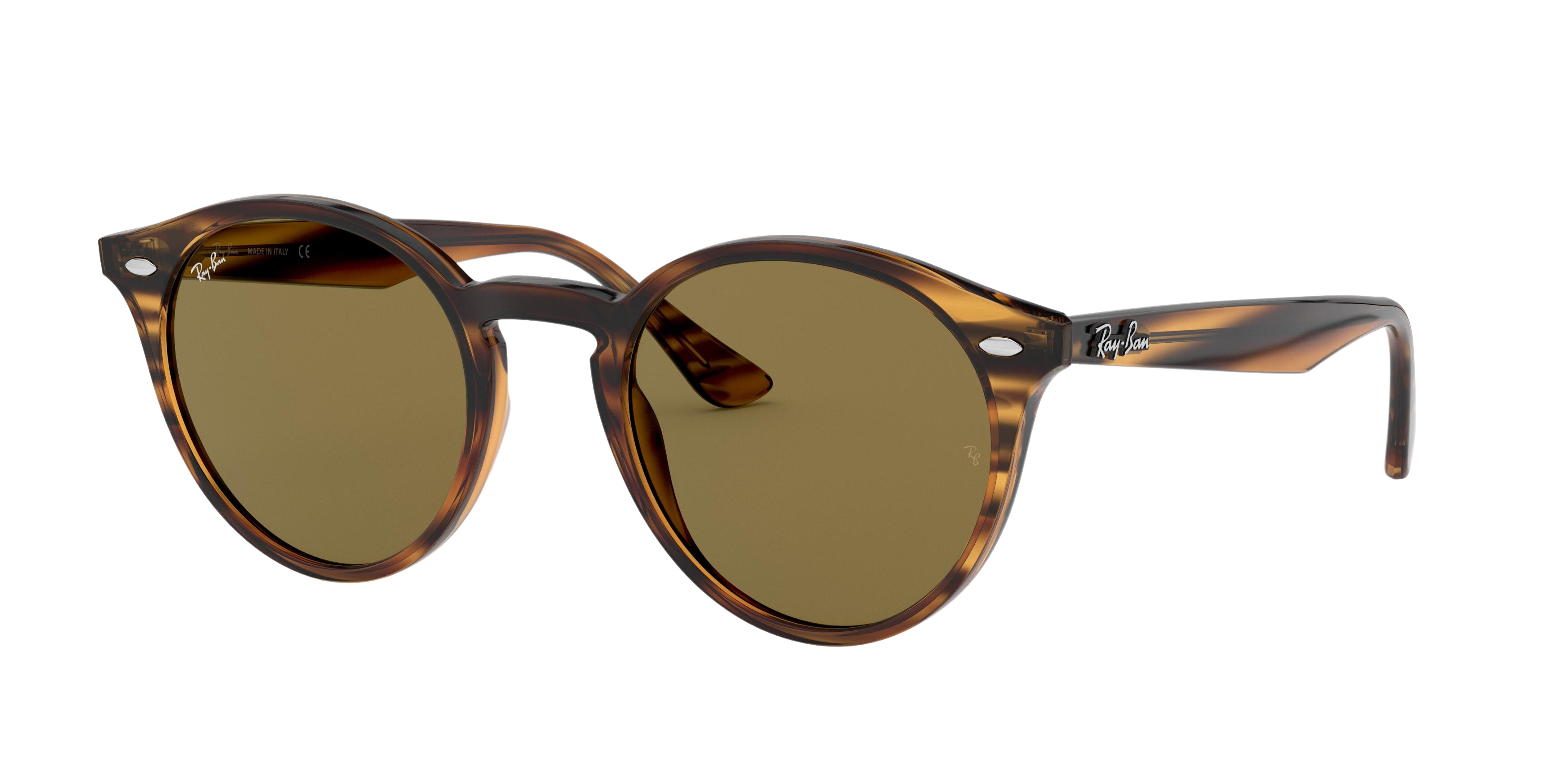 Ray-Ban RB2180 round sunglasses in Stripped Red Havana