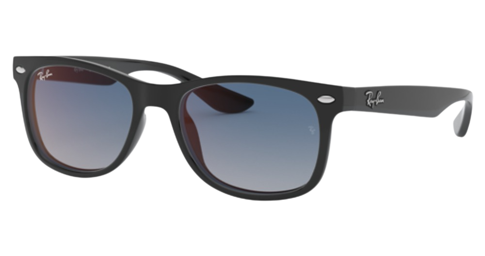 Ray-Ban RJ9052S JUNIOR NEW WAYFARER round sunglasses in Black/Blue Mirror Red