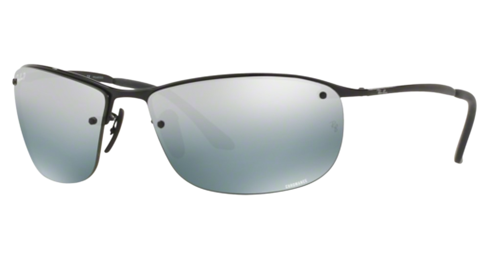 Ray-Ban RB3542 round sunglasses in Black/Blue Mirror Silver