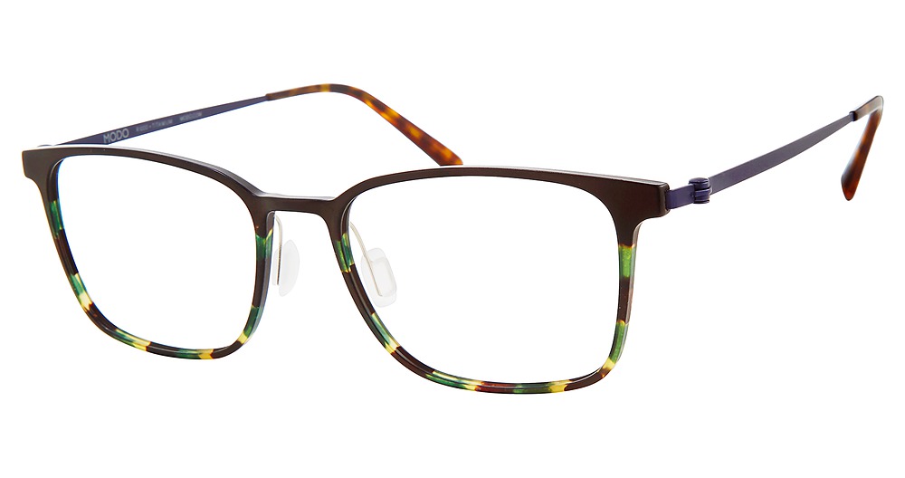 Modo 7023A round eyeglasses in Matte Green Tortoise