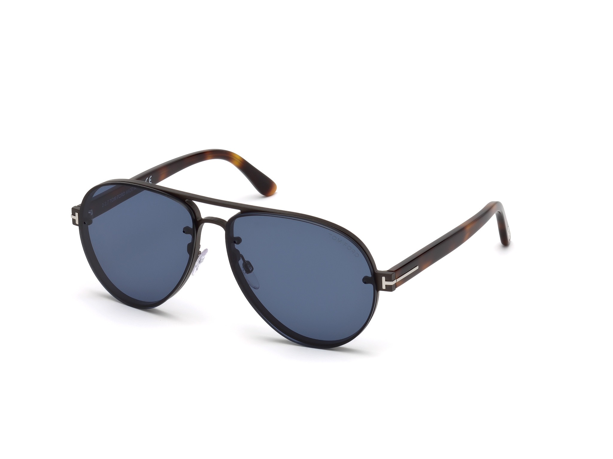 Tom Ford FT0622 Alexei-02 round sunglasses in Sanded Ruthenium, Classic Dk.
