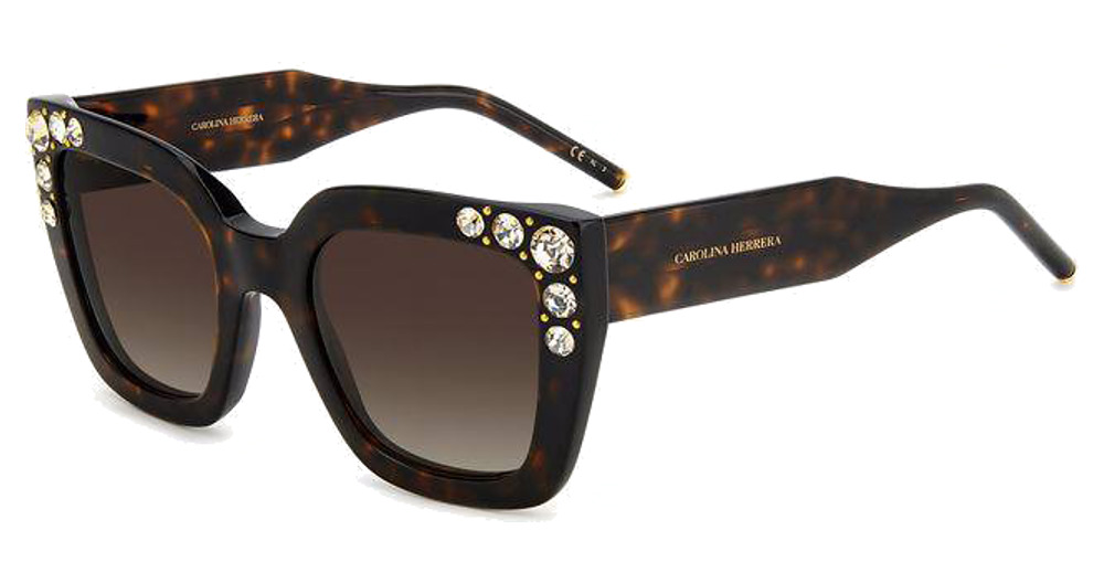 Carolina Herrera HER 0130/S square sunglasses in Havana/Brown Shaded