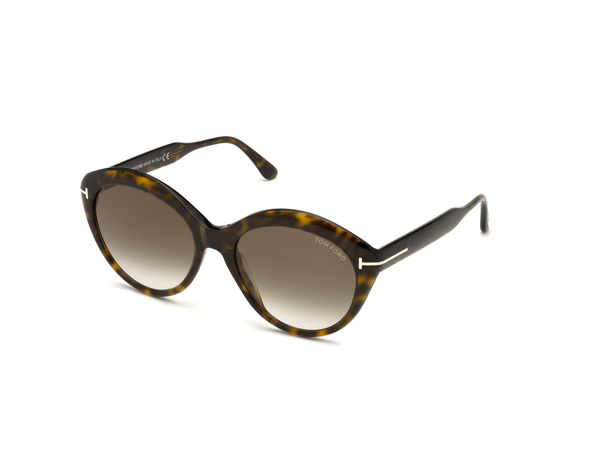 Tom Ford FT0763-F Maxine round sunglasses in Shiny Classic Dark Havana