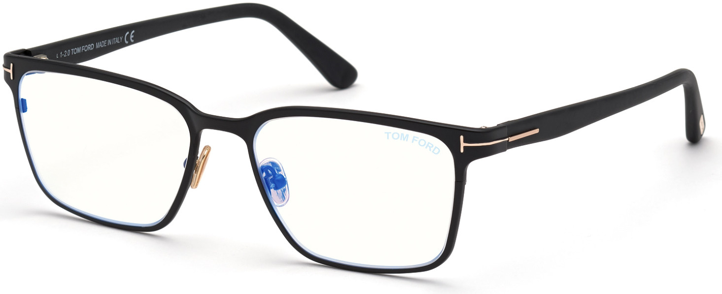 Tom Ford FT5733-B rectangle eyeglasses in 002 Matte Black, Shiny Rose Gold,