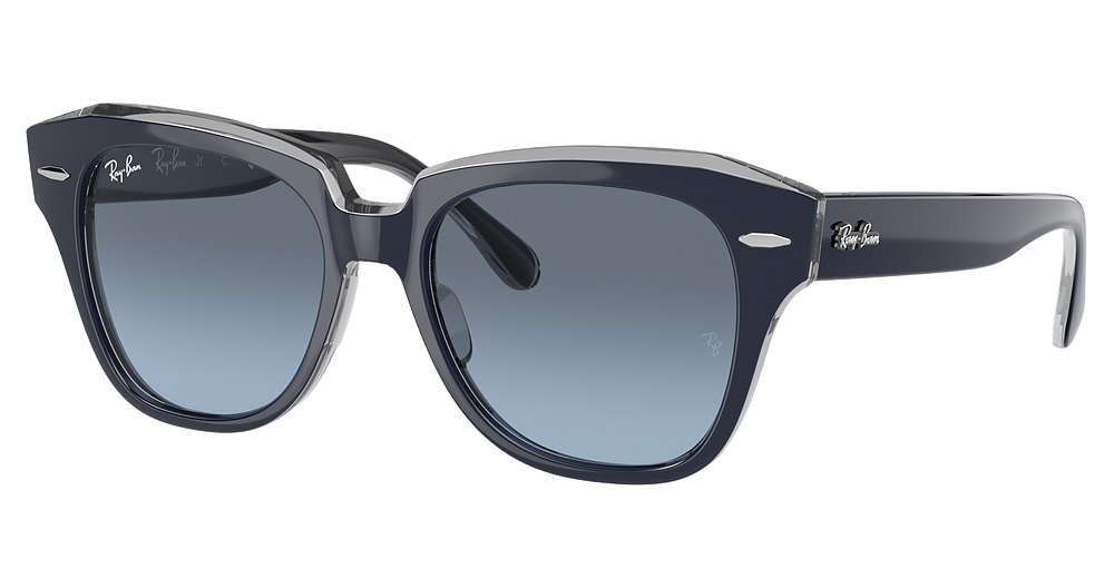 BLUE ON TRANSPARENT GREY / BLUE GRADIENT GREY