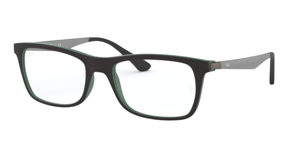 Ray-Ban RX7062 rectangle eyeglasses in Black Top on Green