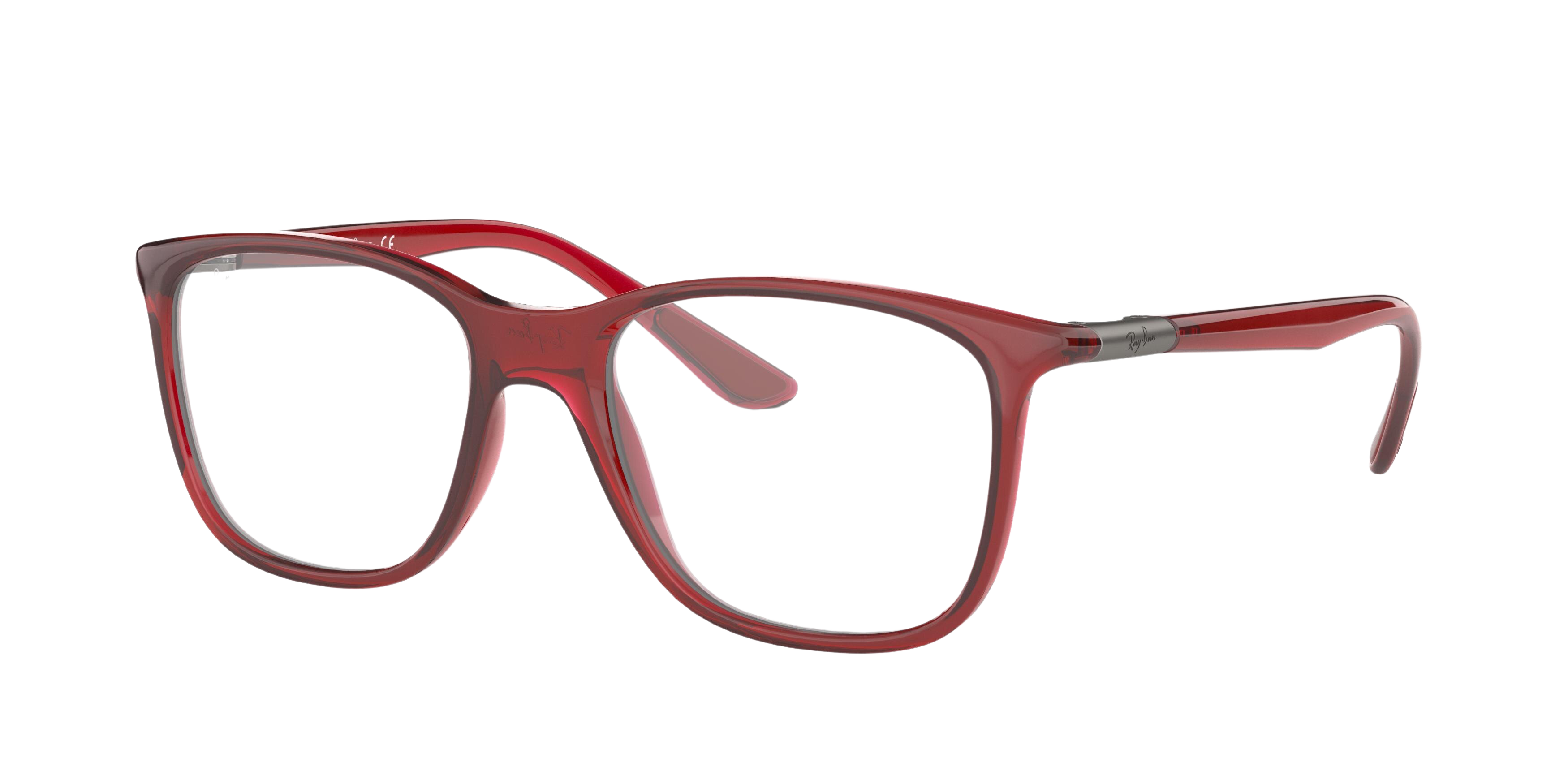 Ray-Ban RX7143 square eyeglasses in Transparent Red