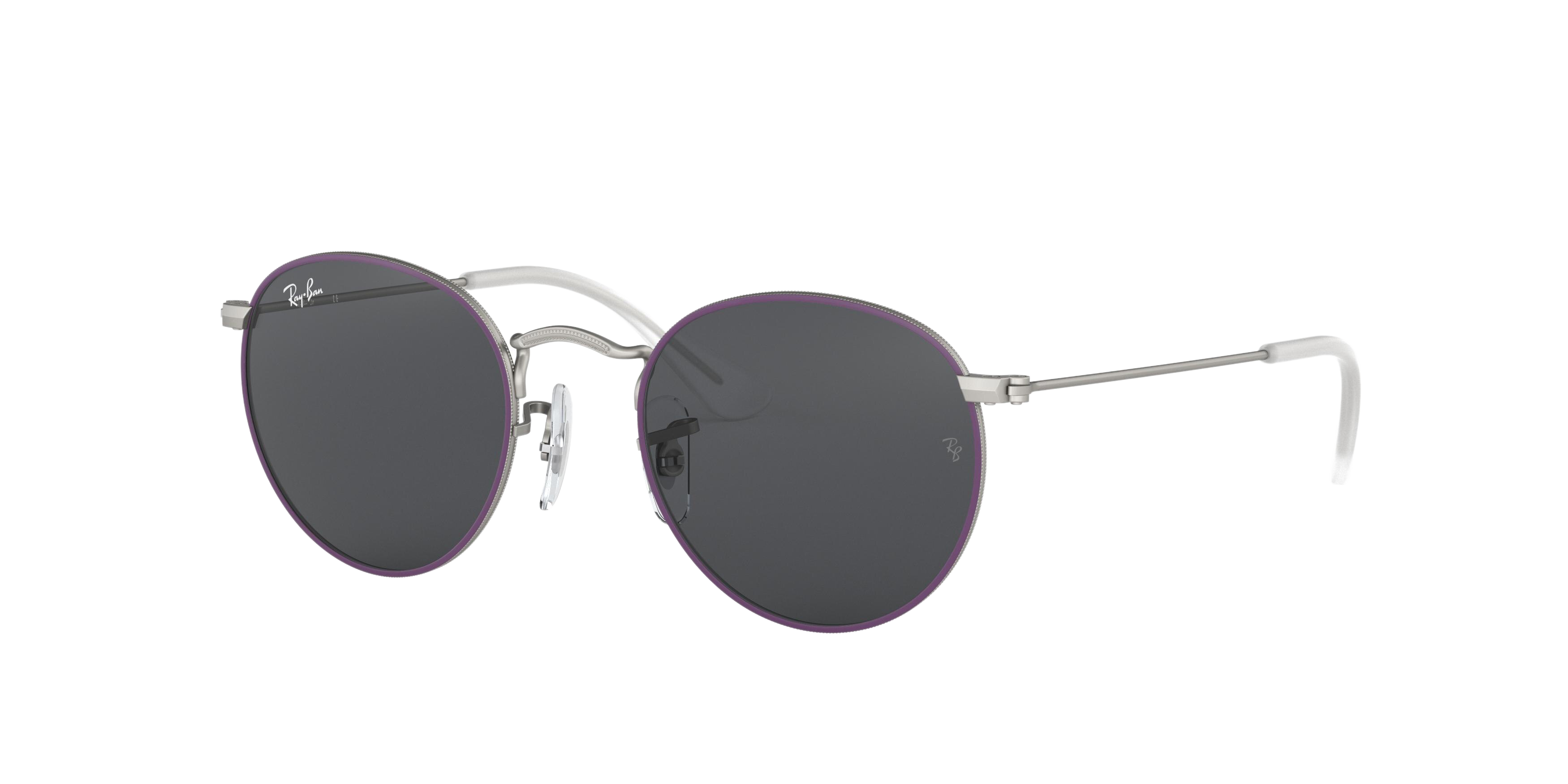 Ray-Ban RJ9547S round sunglasses in Top Rubber Violet on Silver