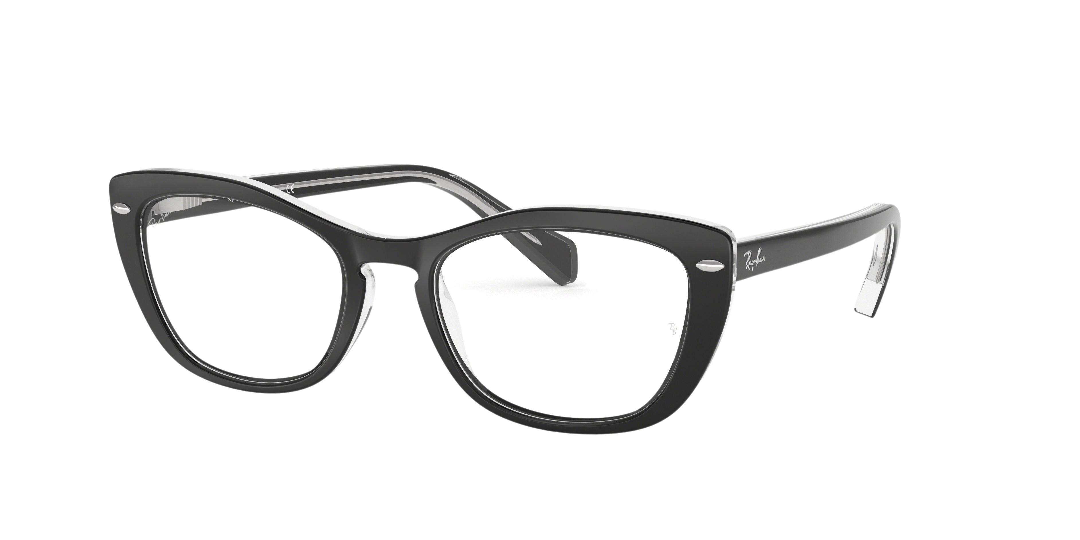 Ray-Ban RX5366 cateye eyeglasses in Top Black on Transparent
