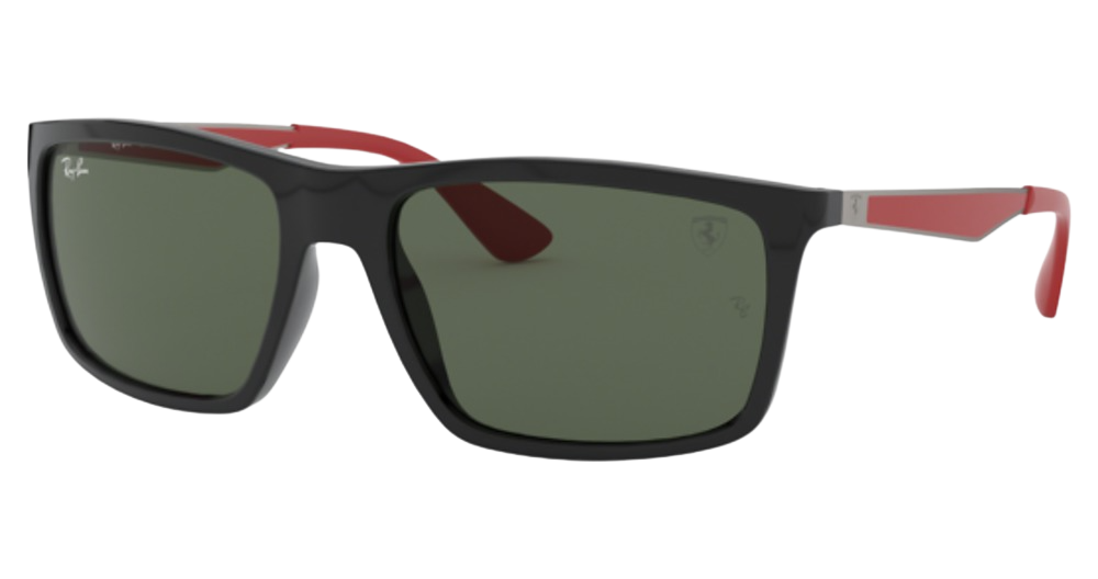 Ray-Ban RB4228M square sunglasses in Black/Dark Green