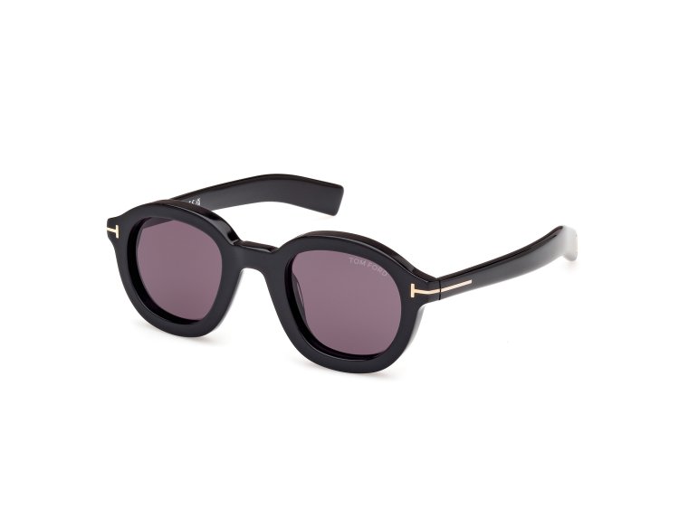 Tom Ford FT1100 round sunglasses in Shiny Black/Smoke