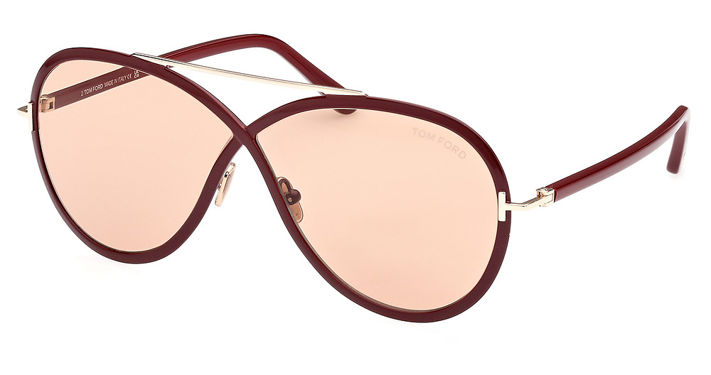 Tom Ford FT1007 round sunglasses in Shiny Bordeaux/Brown