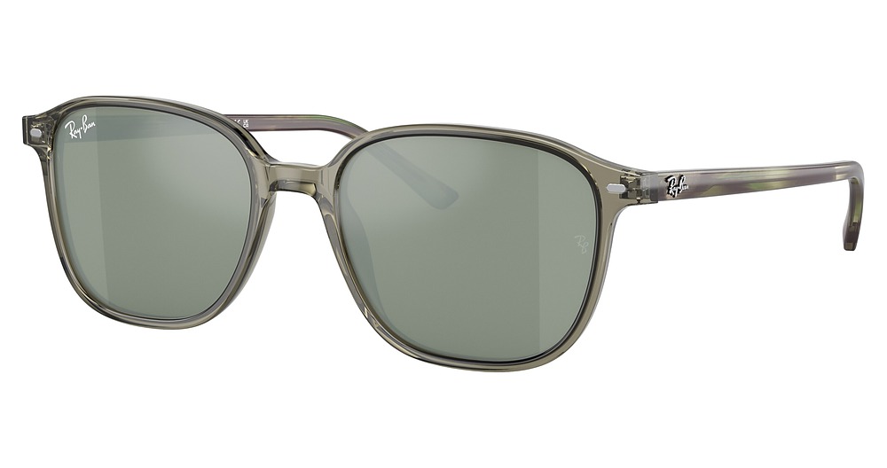 Ray-Ban RB2193F LEONARD round sunglasses in Transparent Green/Grey Mirror