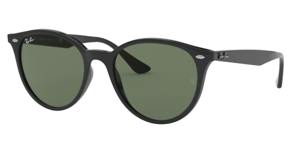 Ray-Ban RB4305F round sunglasses in Black/Dark Green
