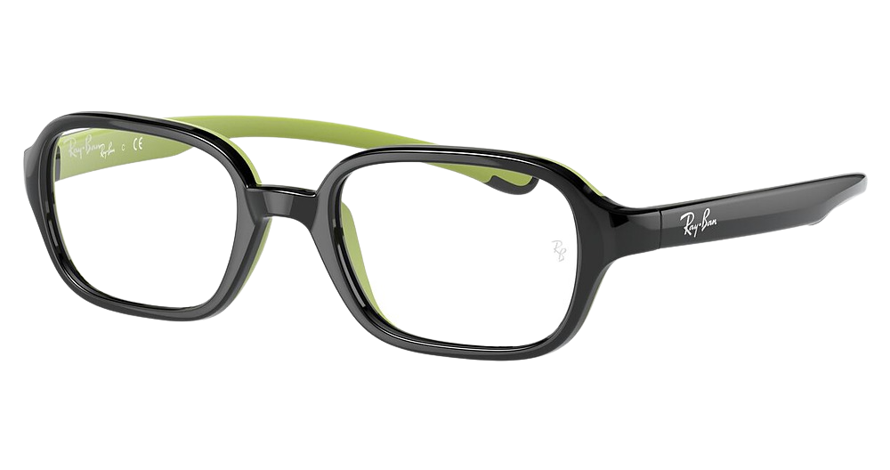 Ray-Ban RY9074V rectangle eyeglasses in Black on Rubber Green