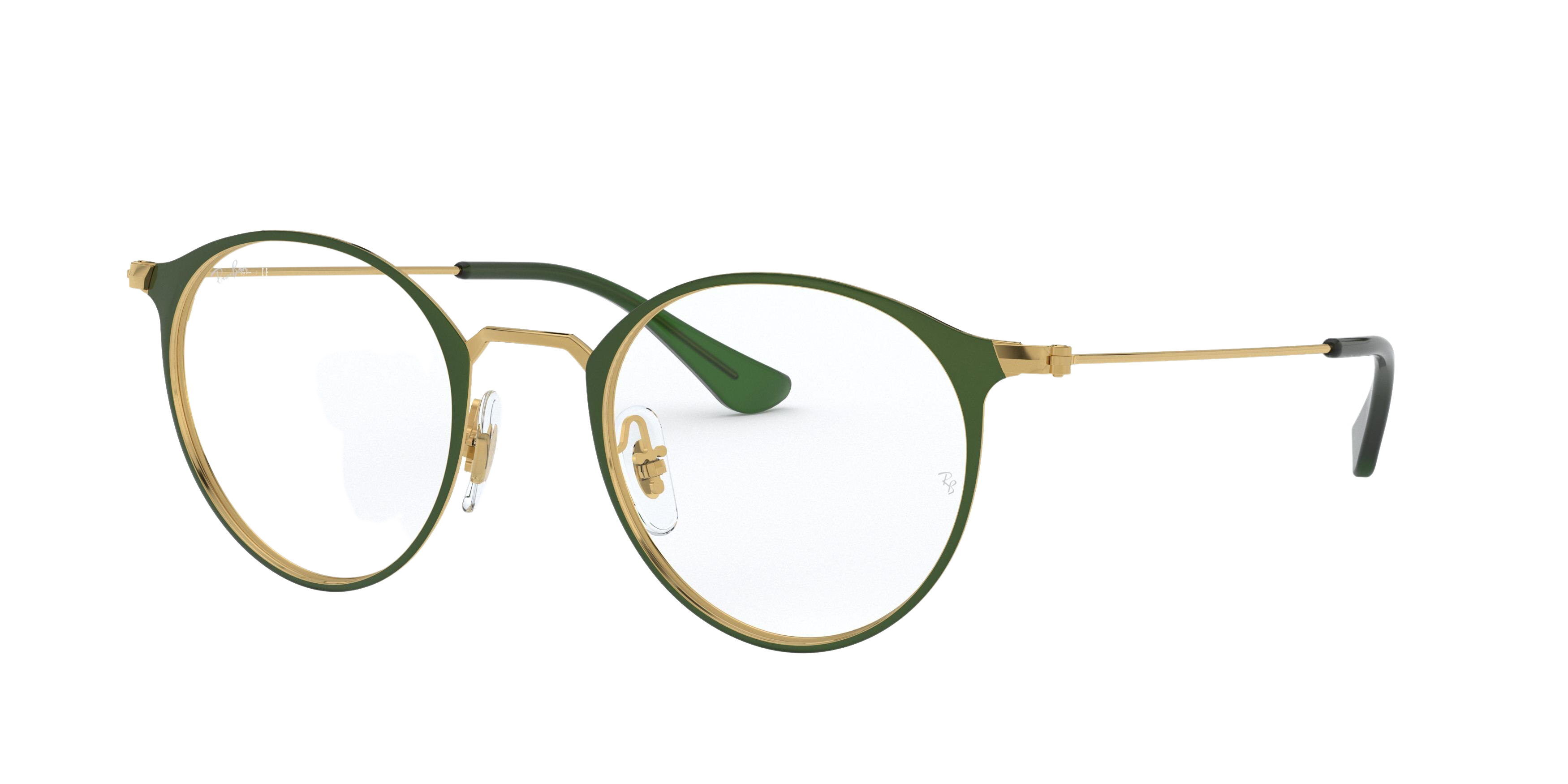 Ray-Ban RX6378 round eyeglasses in Gold/Green