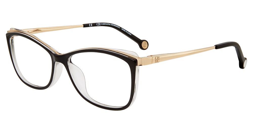 Carolina Herrera VHE782K cateye eyeglasses in Balck Gold 0990
