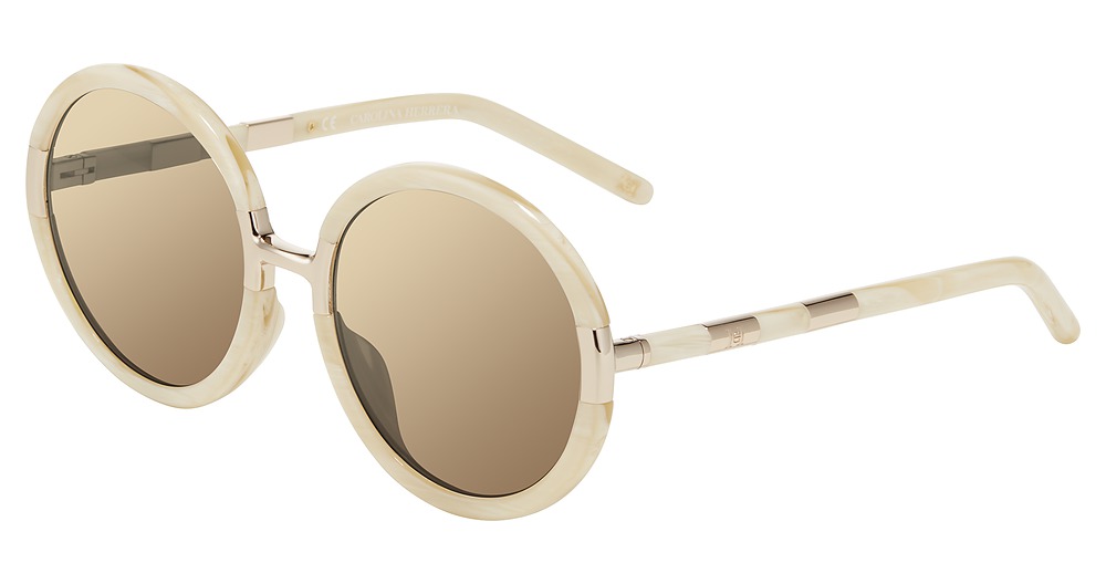 Carolina Herrera SHN609M round sunglasses in Bone 0 Afw