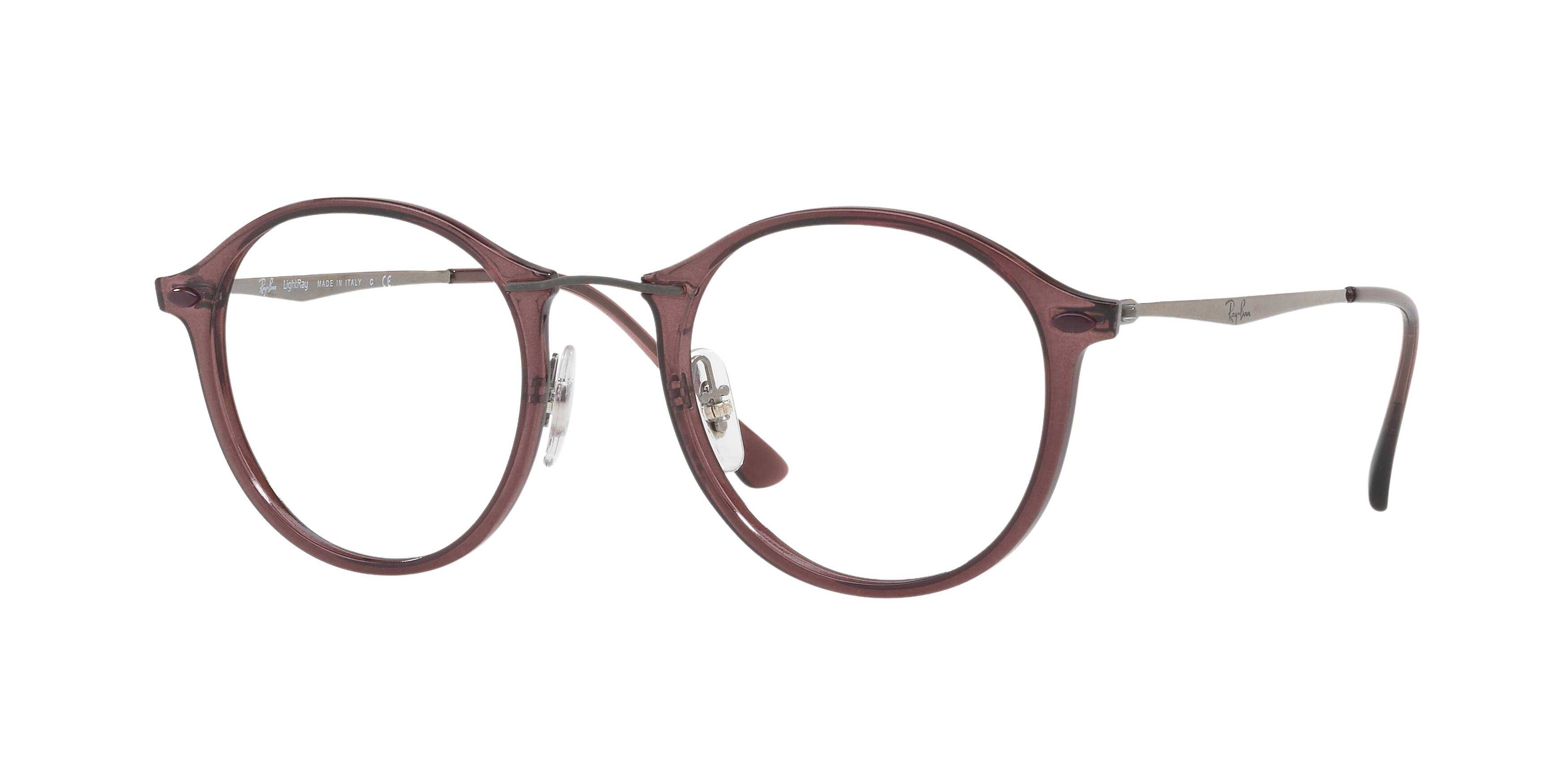 Ray-Ban RX7073 round eyeglasses in Opal Bordeaux