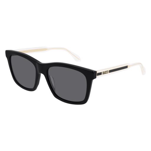 Gucci GG0558S rectangle sunglasses in Black Crystal Grey/Nylon