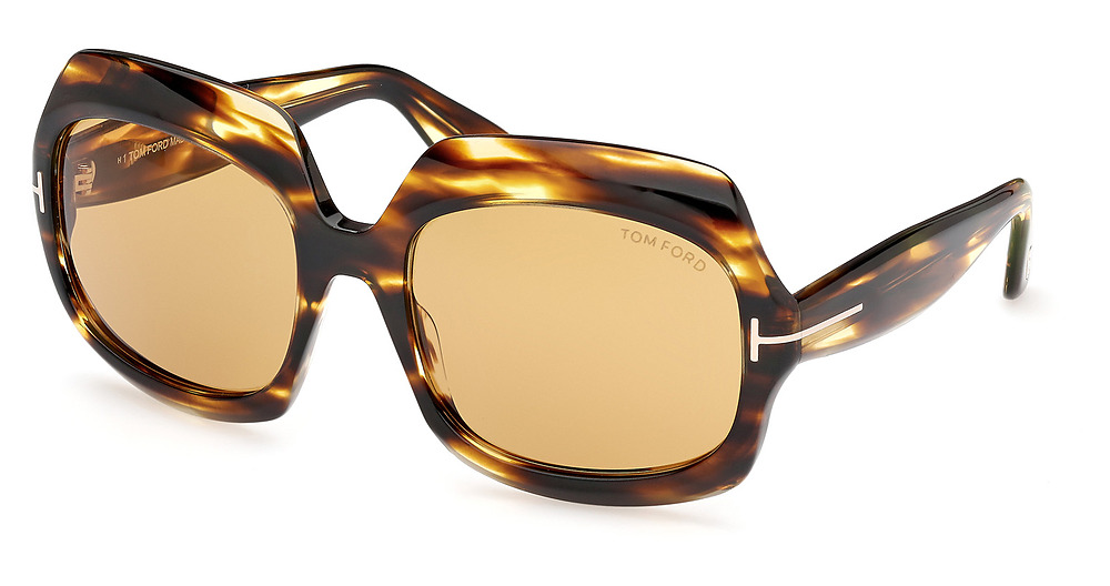 Tom Ford FT1155 irregular sunglasses in Dark Havana/Brown