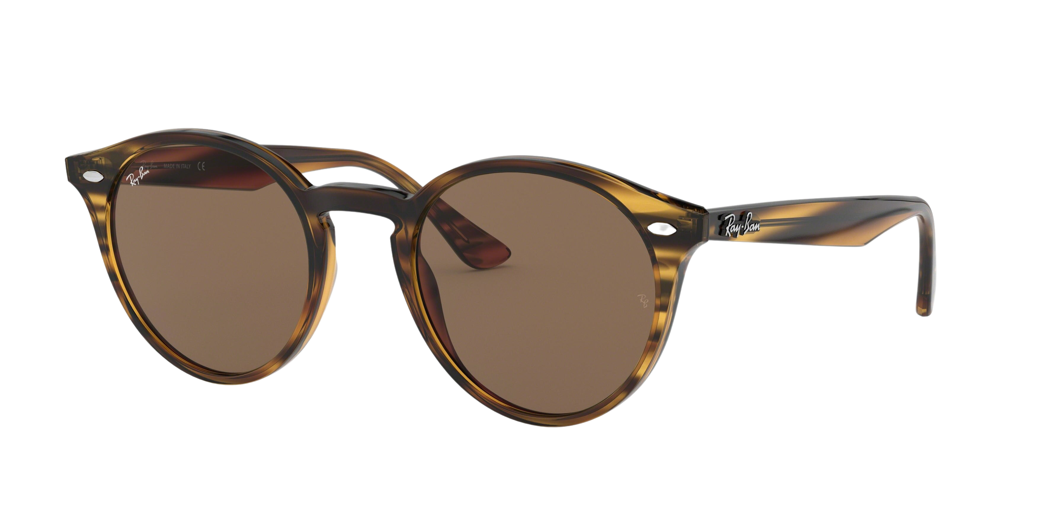 Ray-Ban RB2180F round sunglasses in Stripped Red Havana