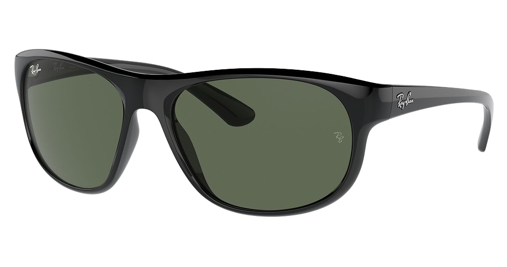 Ray-Ban RB4351 round sunglasses in Black/Dark Green
