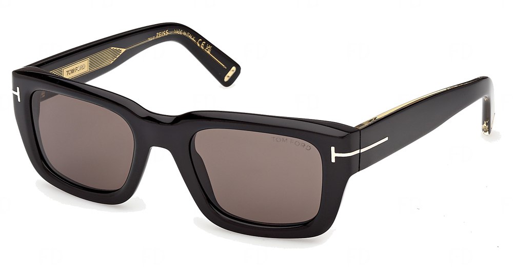 Tom Ford FT1327 rectangle sunglasses in Shiny Black/Smoke