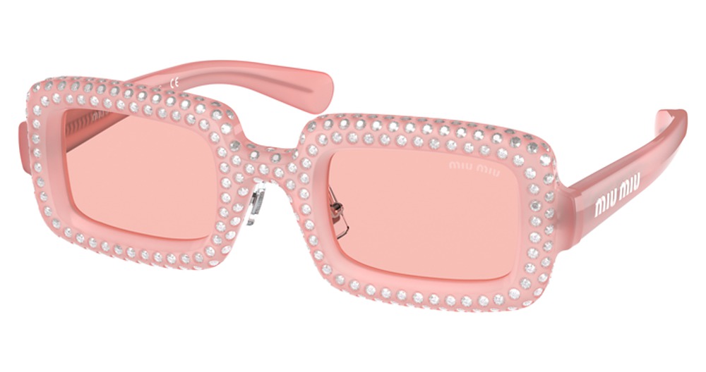 Miu Miu MU 09XS rectangle sunglasses in Pink Opal/Light Pink