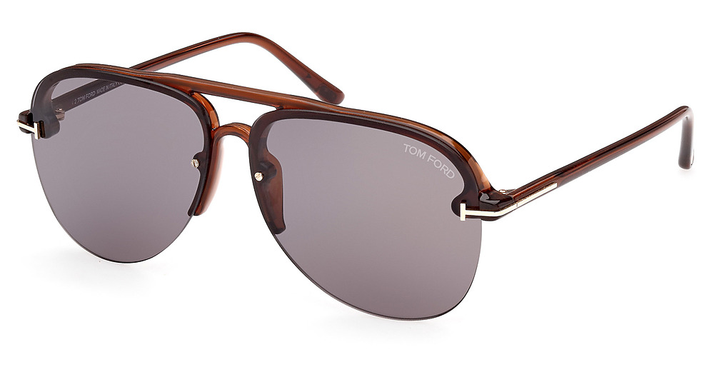 Tom Ford FT1004 aviator sunglasses in Shiny Light Brown/Smoke