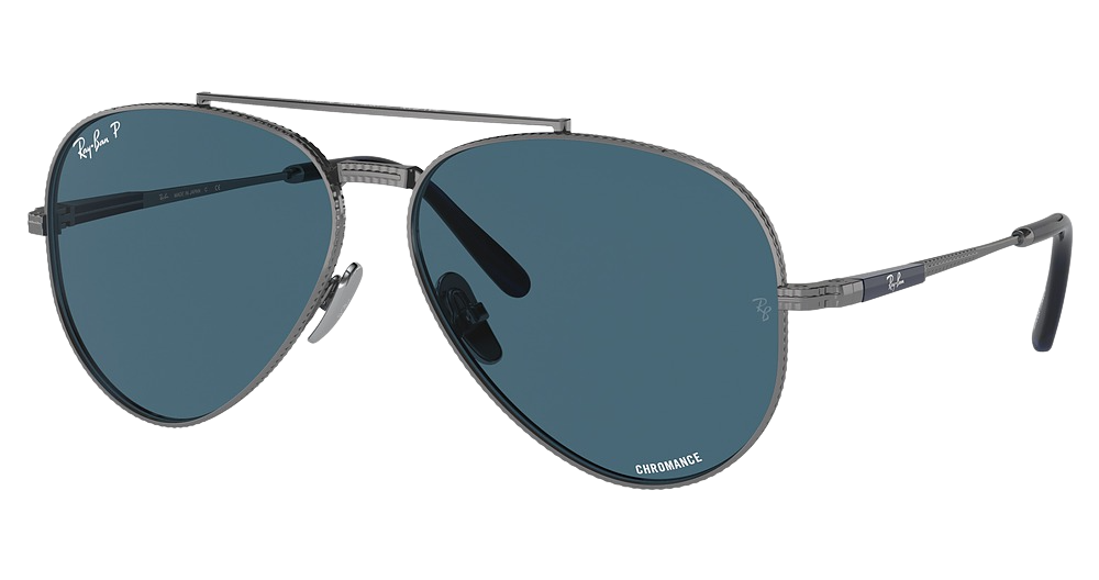 Ray-Ban RB8225 AVIATOR TITANIUM aviator sunglasses in Gunmetal/Polarized Blue